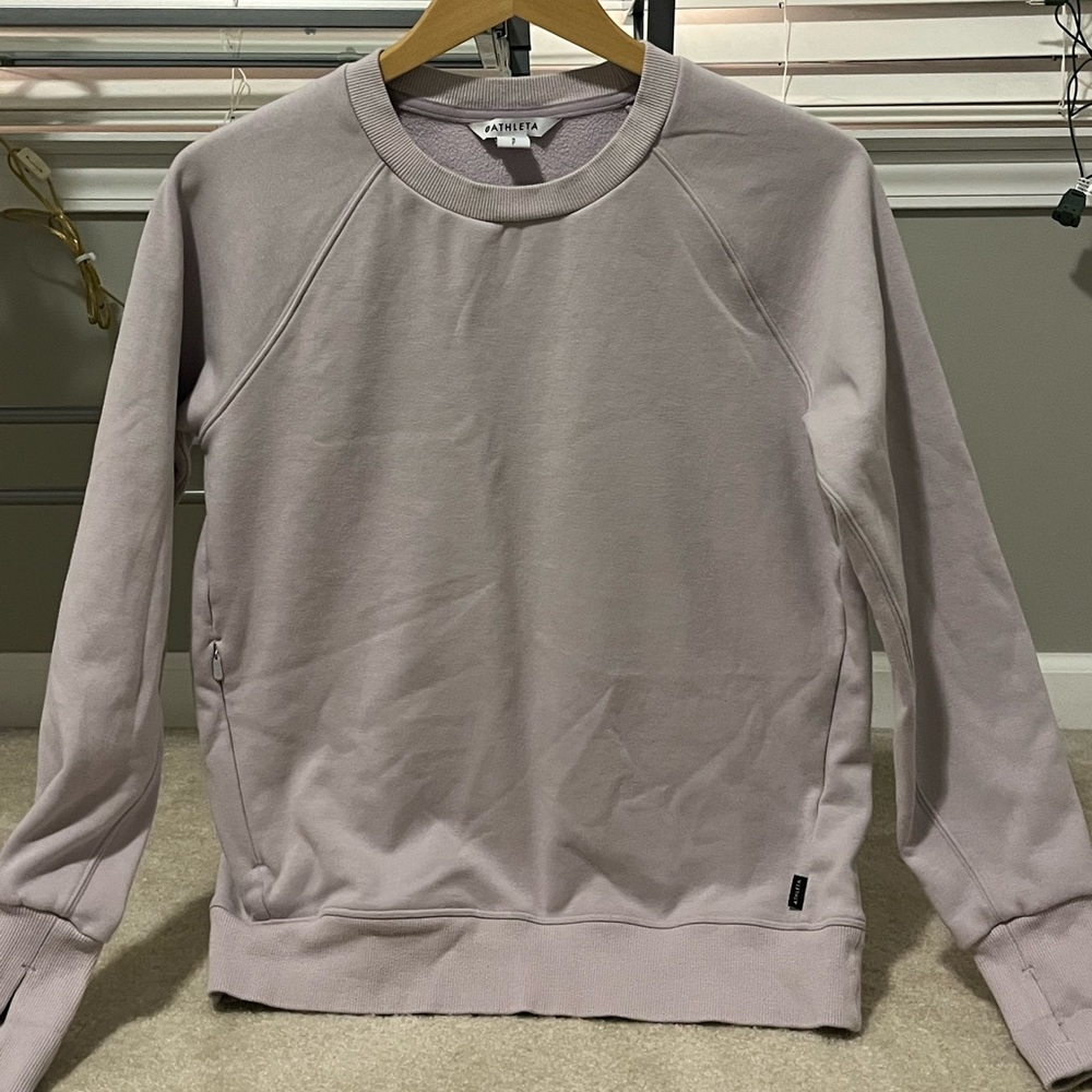 Athelta purple crewneck with zipper pockets